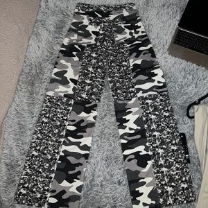 Edge of Midnight Camo Cargo Pant Fashion Nova Black White Gray Size S
